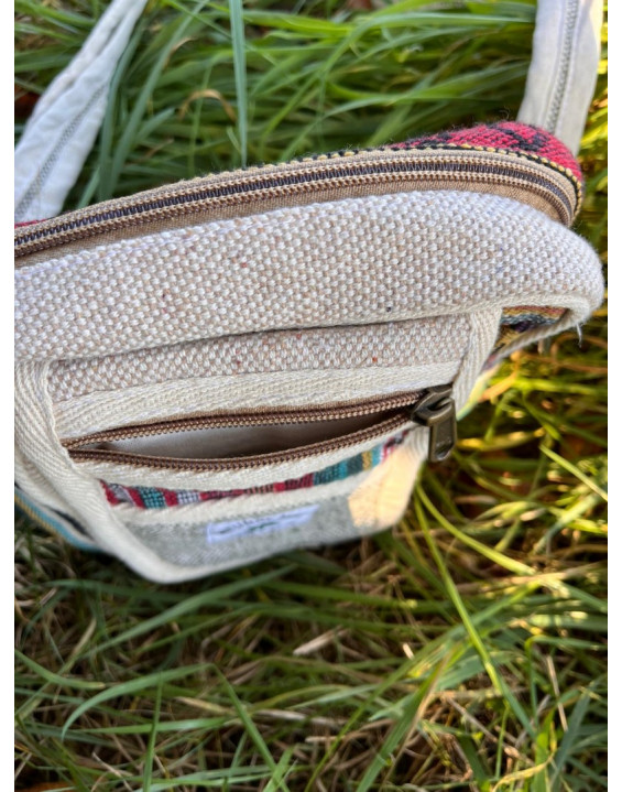 Ethno kabelka z konope -  bielo farebná